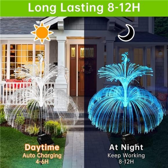 Solar Flower Lights Garden Waterproof 3 Pack Solar Yard Lights 7 Color Changing - Picture 6 of 7